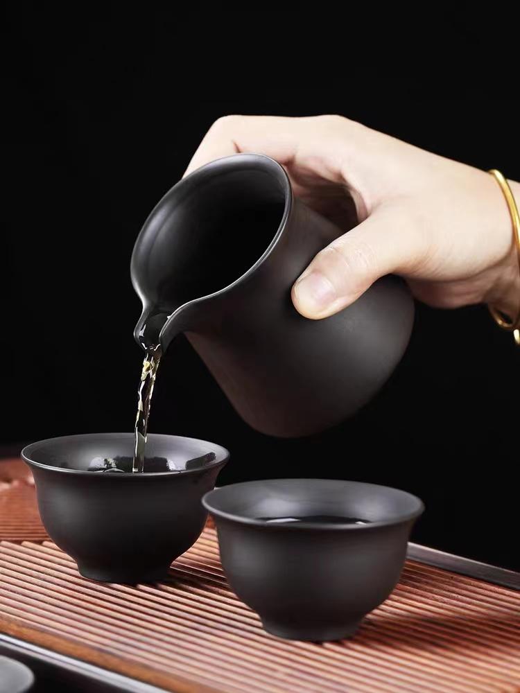 黑泥紫砂功夫茶具套裝家用簡約泡 茶器整套高檔紫砂茶具中式送禮用